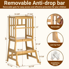 COSYLAND Kids Kitchen Step Stool with rail assembly, safety compliant design.