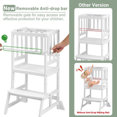 COSYLAND Kids Kitchen Step Stool removable railing highlights secure safety rail design