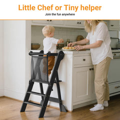 COSYLAND kitchen standing tower folded for compact storage and travel.