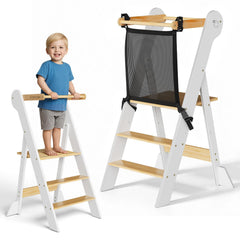 Cosyland pre-assembled foldable toddler kitchen stool helper ready for quick setup.