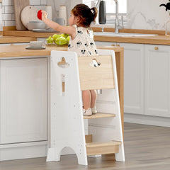 COSYLAND toddler standing tower assembly for safe kitchen participation.