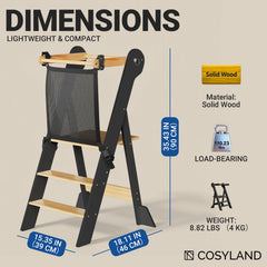 COSYLAND toddler standing-tower with two-height settings for growing kids.