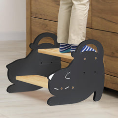 COSYLAND wooden 2-step stool top platform aids kids in reaching sinks and counters.