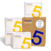 Coterie Pant size 5 pack shot highlights 112-count box for easy potty training planning