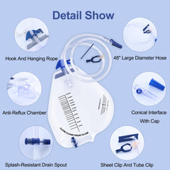 COTOM catheter bag with 2000 ml capacity for fewer changes