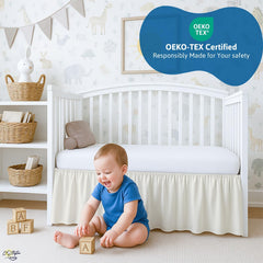 Cottington Lane Ivory crib skirt 14-drop fit on standard crib