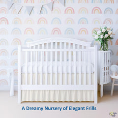 Cottington Lane Ivory crib skirt under-bed-hidden look for tidy nursery