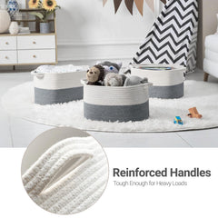 Cotton Rope Woven Basket dog toy organizer keeps toys tidy