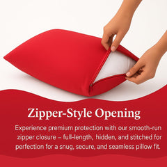 COTTON STICH pillowcase with zipper-closure for secure pillow placement.