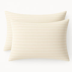 Cotton Stich toddler pillowcase Ivory striped 12x16 envelope style for gentle naps.