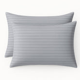 COTTON STICH toddler pillowcase set in silver grey striped, soft 600TC cotton for kids.