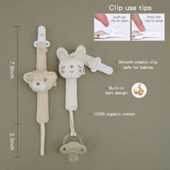 CottonBEBE premium plastic clip resists rust and secures pacifiers