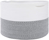 Cottonphant large rope basket stands alone to reduce clutter in living spaces.