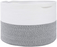 Cottonphant large rope basket stands alone to reduce clutter in living spaces.