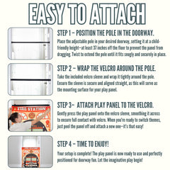 Couch Swag Play Panel adjustable doorway pole ensures quick, tool-free setup.