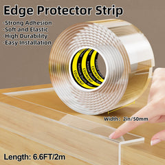 COUMENO Clear Edge Protector on cabinet edge, guards against chips while staying nearly invisible.