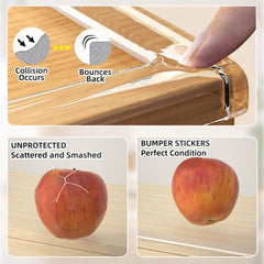 COUMENO Clear Edge Protector on table edge, cushions impact and keeps surfaces pristine.