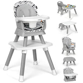 Cowiewie 8-in-1 high chair full-seat setup supports growing infants during meals