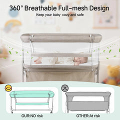 Cowiewie bassinet 360-degree visibility lets you check baby from any angle