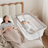 Cowiewie bassinet bedside sleeper with 5-height adjustment for customizable night feeds