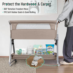 Cowiewie bassinet’s gap-free design keeps baby close to you.