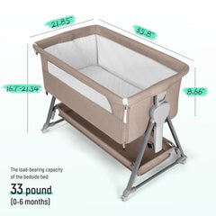 Cowiewie bedside sleeper shows silent wheels for easy bed-side repositioning.