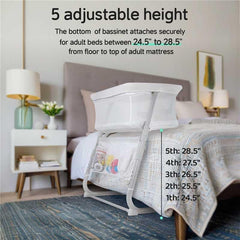 Cowiewie bassinet with glide-under legs saves space beside your bed