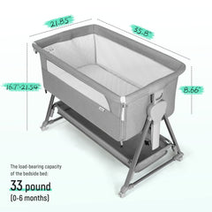 Cowiewie bassinet with an XL storage basket for diapers and essentials.