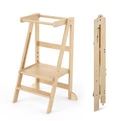 Cowiewie foldable toddler tower with lock and fold safety for secure storage