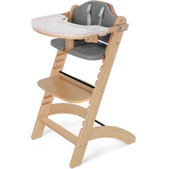 Cowiewie 3-in-1 wooden high chair with a sturdy one-piece frame for growing toddlers.