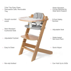 Cowiewie safety harness and EZ strap provide secure comfort during meals.
