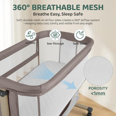 Cowiewie six-height adjustment lets you align with your bed for seamless nighttime feeds.