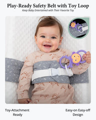 COZINUS changing pad strap easy-clean fabric for quick mess cleanup.