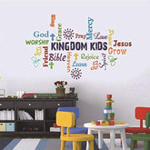 Cozy Decor Kindom Kids sticker on a classroom wall, providing colorful inspiration.