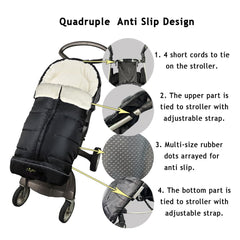 CozyMe winter stroller sleeping bag inner fleece reveals soft warmth and plush comfort.