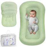 Cpzzkq baby lounger with green cover offers safe, cozy supervised play space.