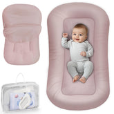 Cpzzkq baby lounger in pink with cover included, cozy for supervised play at home
