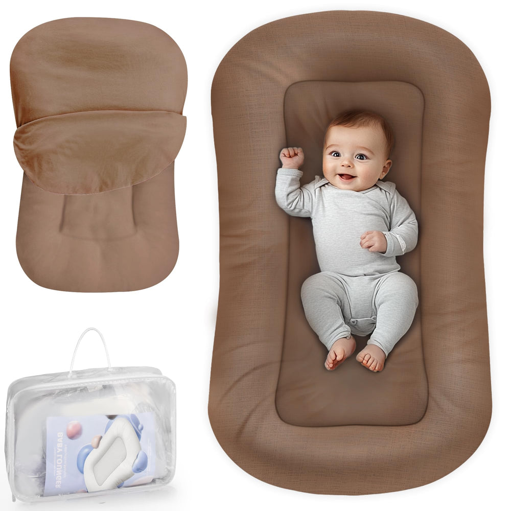 Cpzzkq baby lounger with soft cotton cover for breathable comfort.