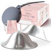 Cradle & Grace Pure 999 silver nursing cups front view showing slim design for nipple relief