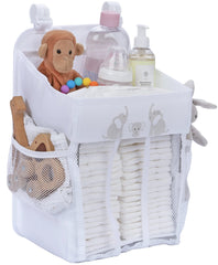 CRADLE STAR hanging diaper caddy front view shows compact nursery storage for diapers