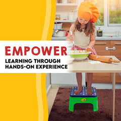 Crayola stool features soft grip bottom to prevent movement.