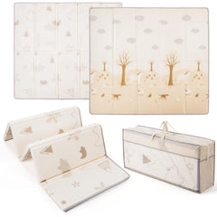 CreateBay large foldable play mat folded in its carry bag for travel.