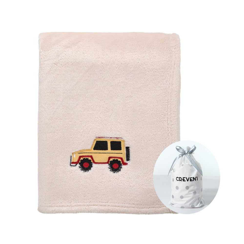 CREVENT 30x40 baby blanket soft fluffy warm, ideal for crib and stroller.