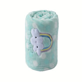 CREVENT 30x40 lightweight plush blanket in green rainbow design for cribs and strollers.