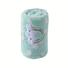 CREVENT 30x40 lightweight plush blanket in green rainbow design for cribs and strollers.