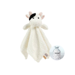 CREVENT Cozy Plush Cow head close-up for comforting tactile play