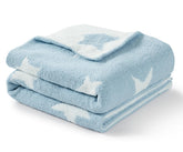 CREVENT Cozy Soft Chenille Baby Blanket Blue Star folded for display; gentle warmth for baby