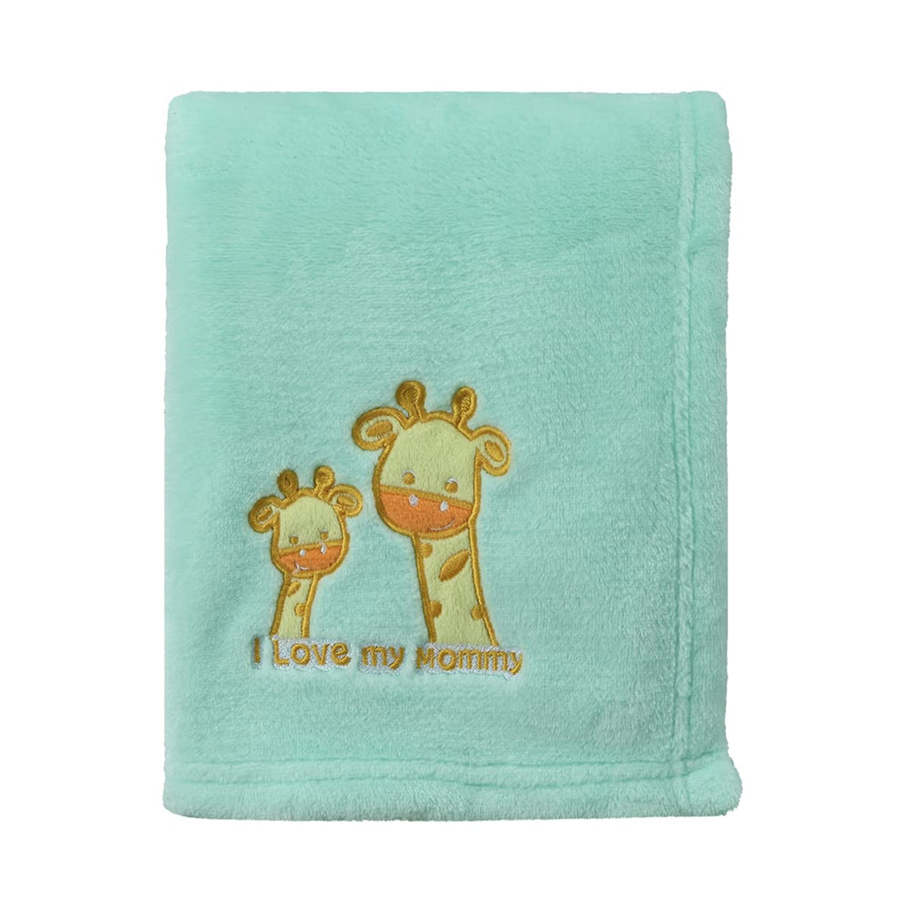CREVENT green giraffe blanket close-up showing soft plush fleece for year-round comfort