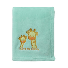 CREVENT green giraffe blanket close-up showing soft plush fleece for year-round comfort