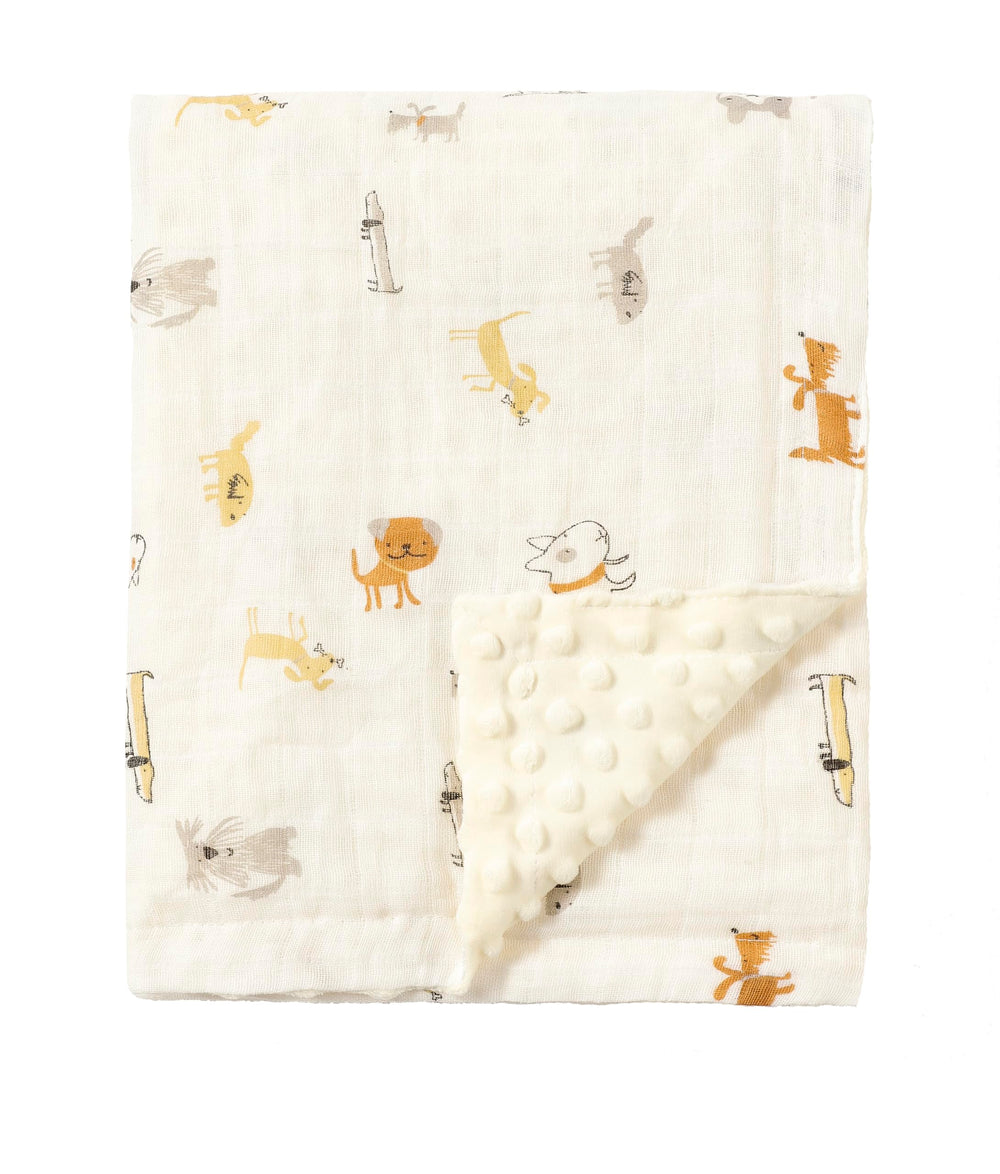 CREVENT organic muslin baby blanket front view shows breathable fabric ideal for swaddling.